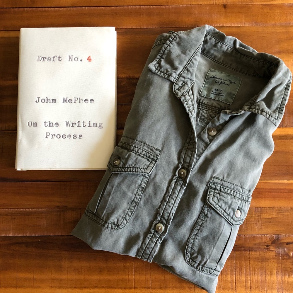 AE Olive Drab Relaxed Button Down Shirt